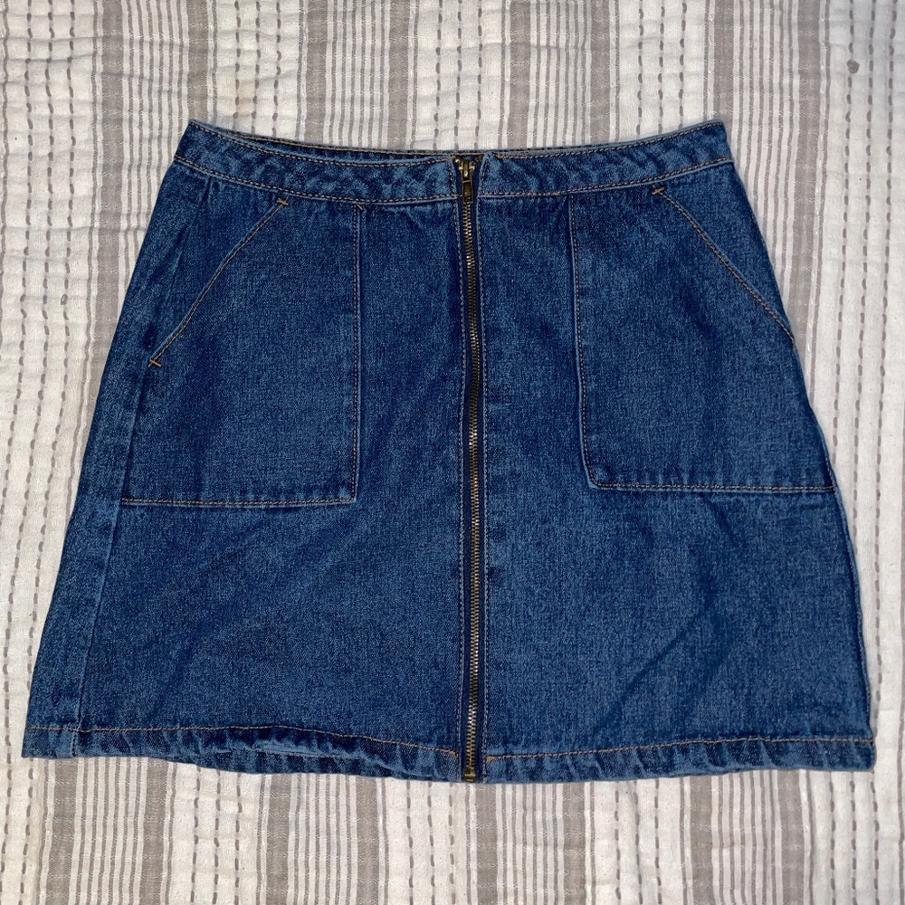 Zipper Jean Skirt